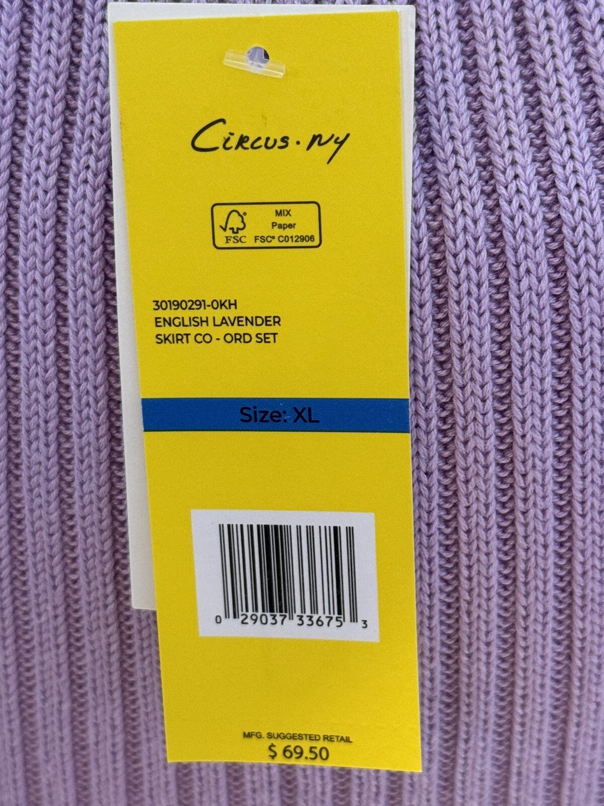 Circus NY Knit Silhouette Skirt Sz XL Lavender A-Line Elastic Waistband (60)