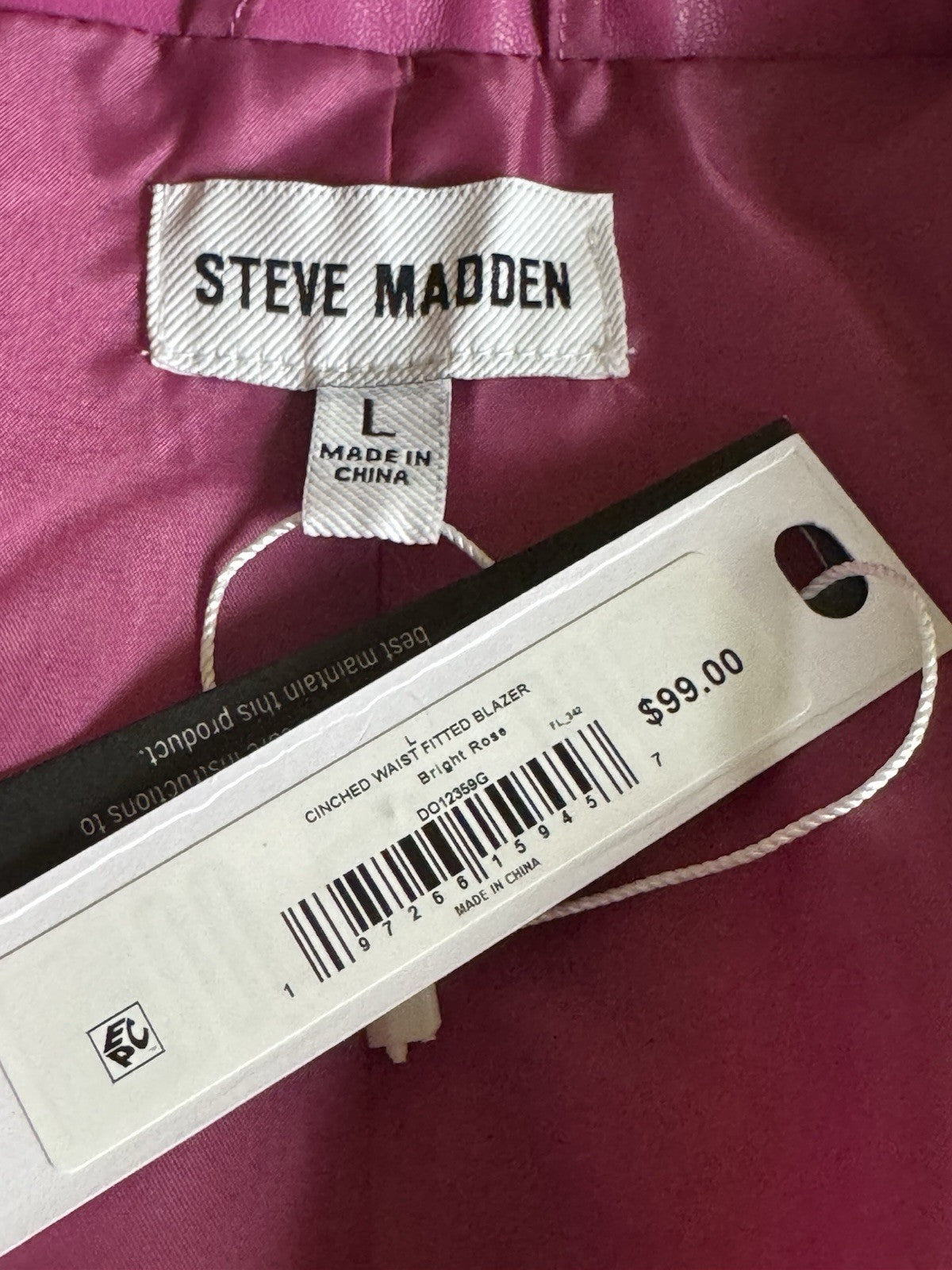 $99 STEVE MADDEN Faux-Leather Jacket Sz L.  (B.119)