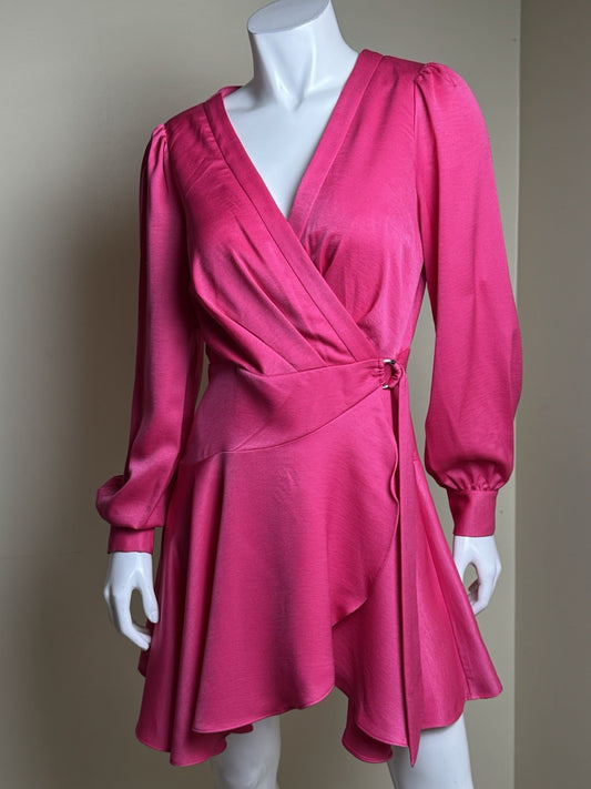 $128 BCBGeneration Women's Fuchsia Flared Dress Sz 4      (B.169)