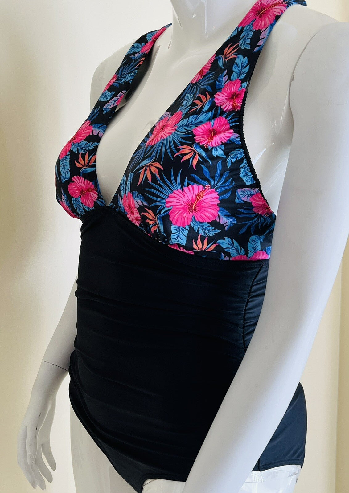 YOU DI AN Women’s Swimsuit One Piece Tummy Control Size XL  Floral Black (8)