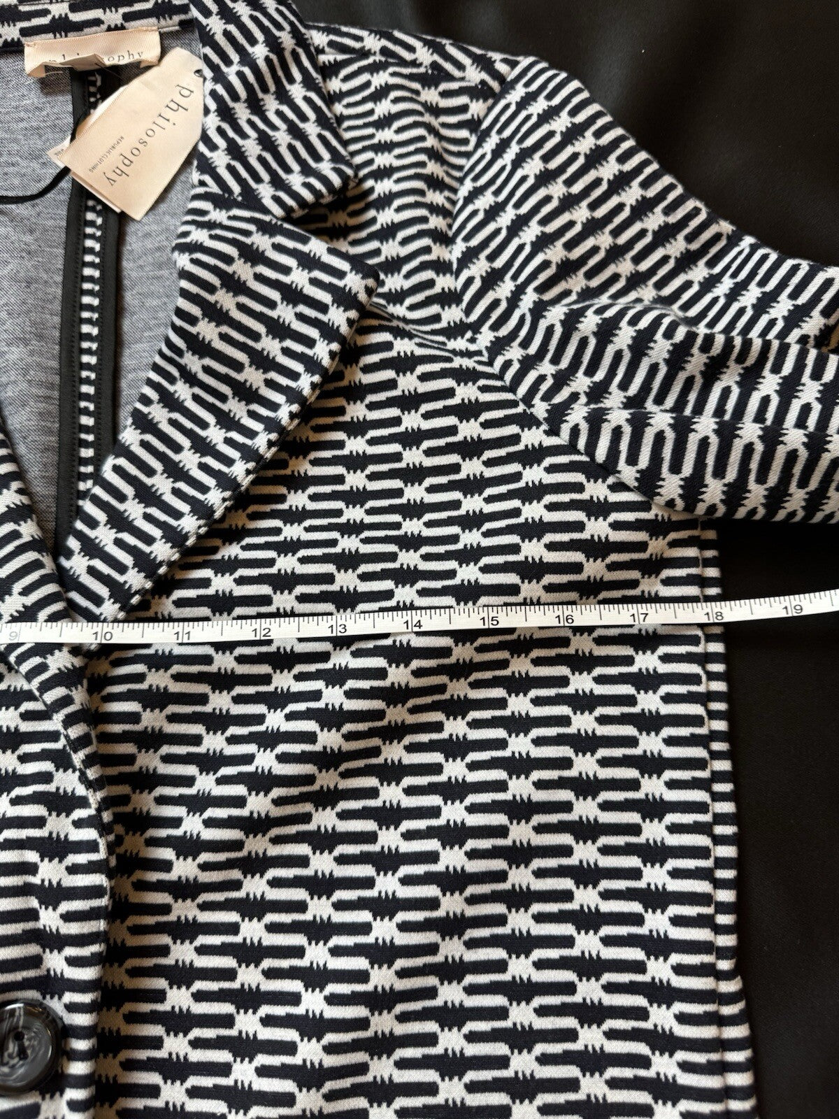 $98 PHILOSOPHY Women’s Black White Pea Coat Size S. . (B.95)