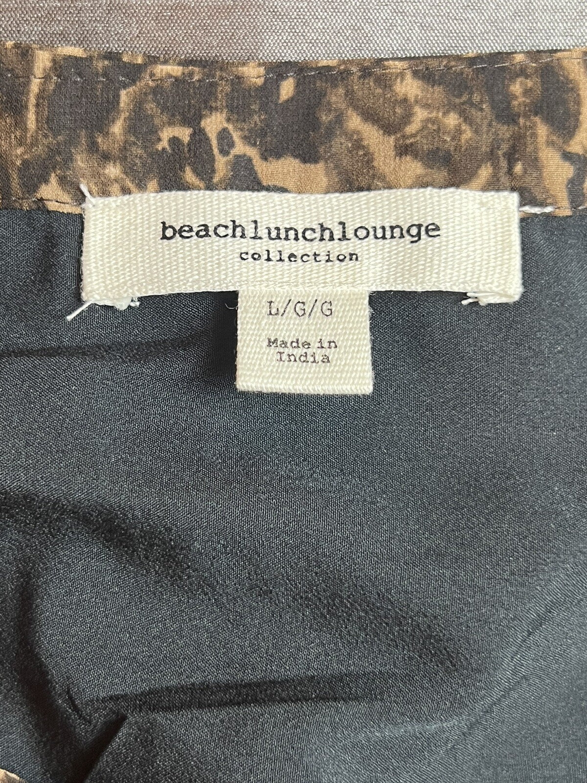 Beach Lunch Lounge Women’s Dress Size L Black Brown Pattern (3)