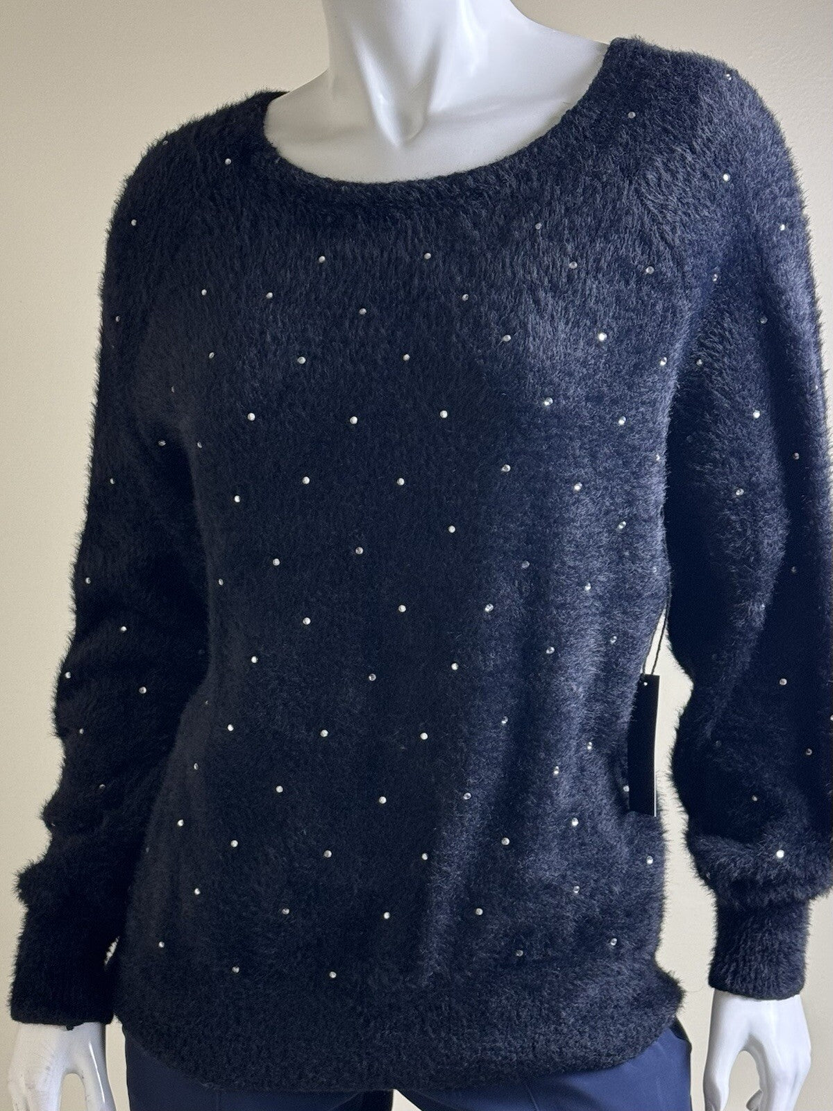 Alice Blue Women's Black Rhinestone Sweater Size L. (B.110)