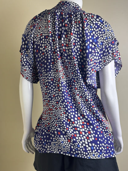 Tyler Boe Women’s Blue Multi Blouse Sz L.    (B.158)