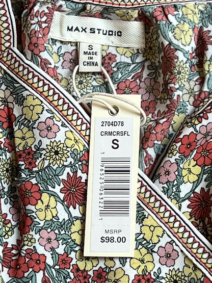 Max Studio sewn size S label and hangtag showing MSRP $98