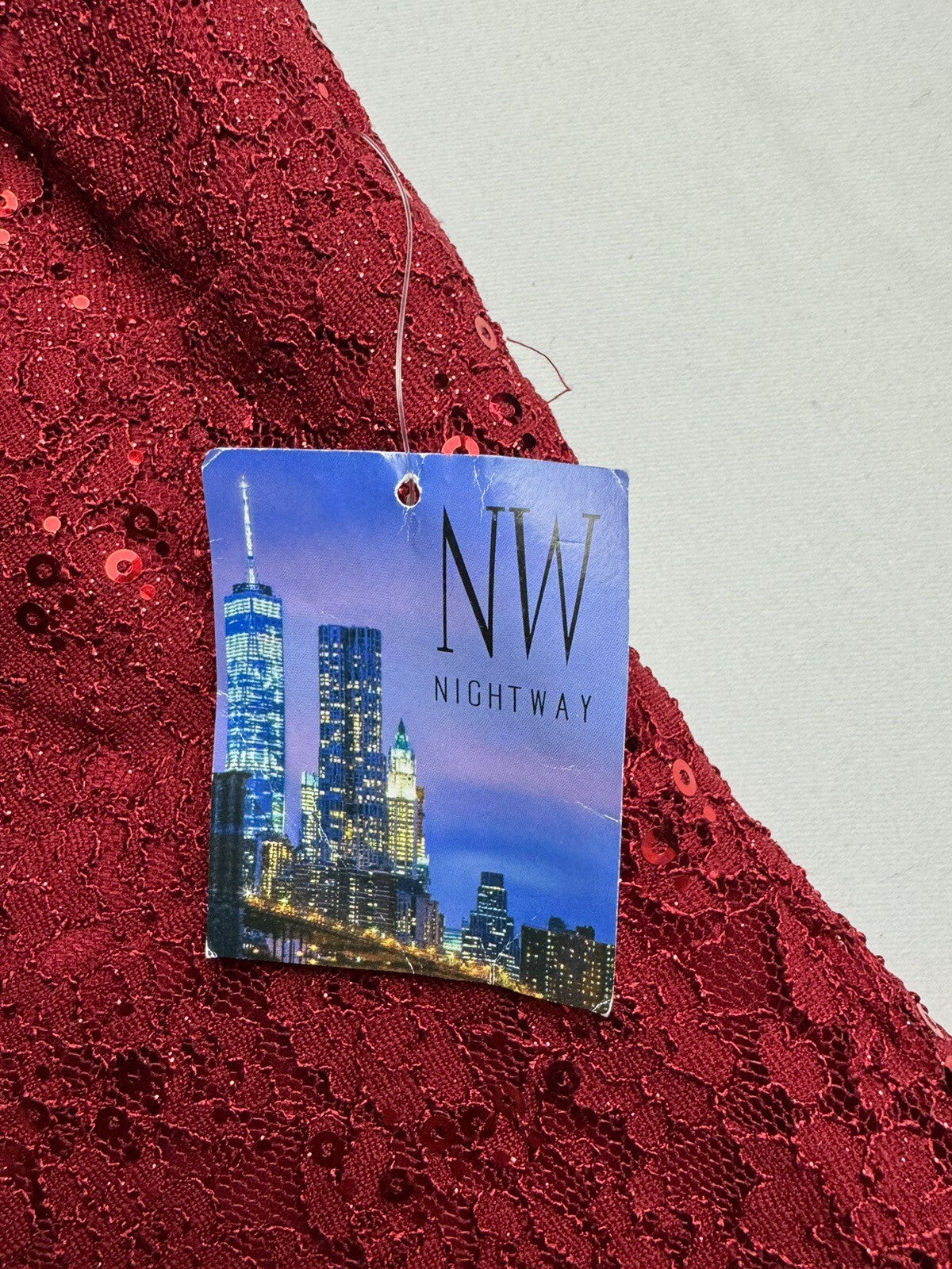 NY Nightway Women's Red Sequined Lace Cocktail Dress Sz 6 (71)