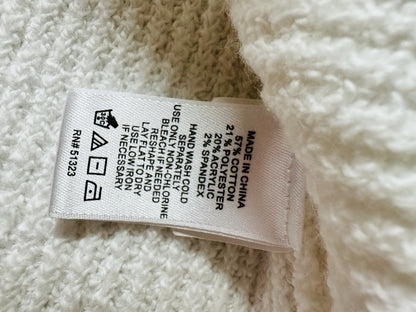 1.STATE sweater fabric label: 57% cotton, 21% polyester, 20% acrylic, 2% spandex