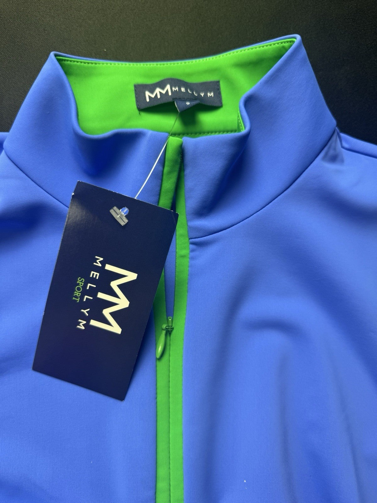 Melly M Blue White Delray 1/4 Zip Sleeveless Golf Tennis Top Size S. (B.159)