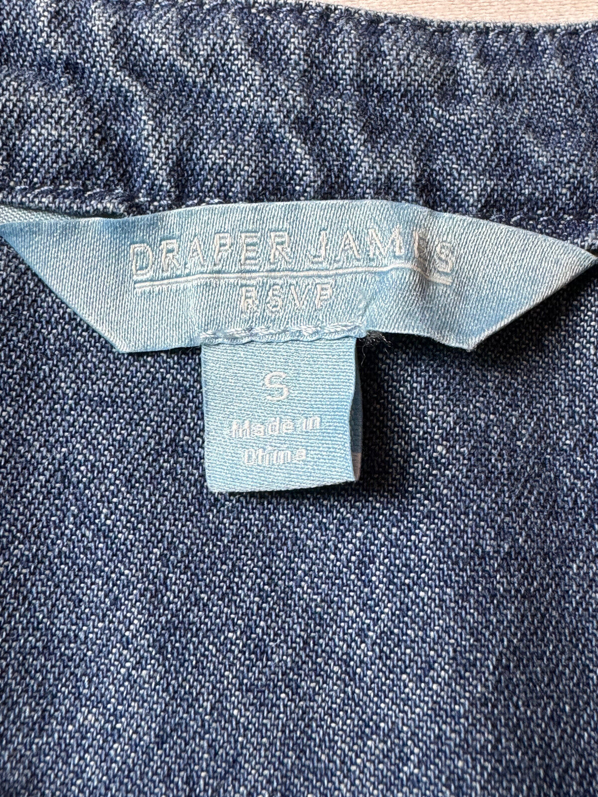 Draper James Rsvp Dress Denim Long Sleeve Button Ruffle Pockets Sz S  (56)