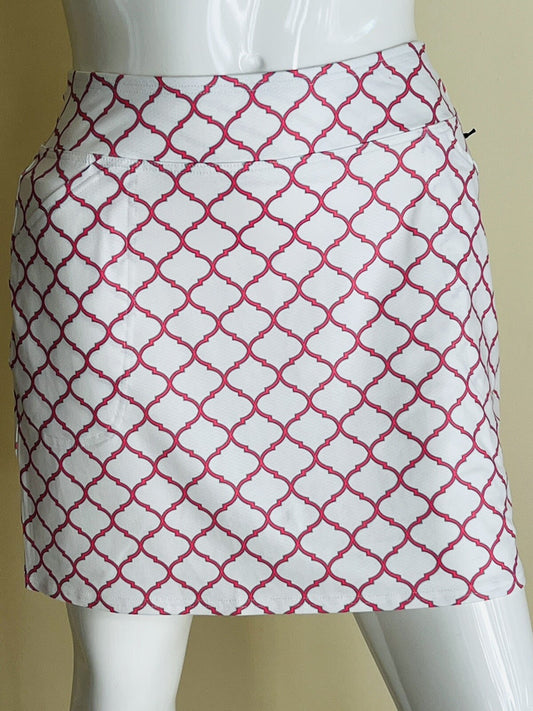 Jofit Women's Skort Skirt Golf Tennis White w/Pink print Size XS