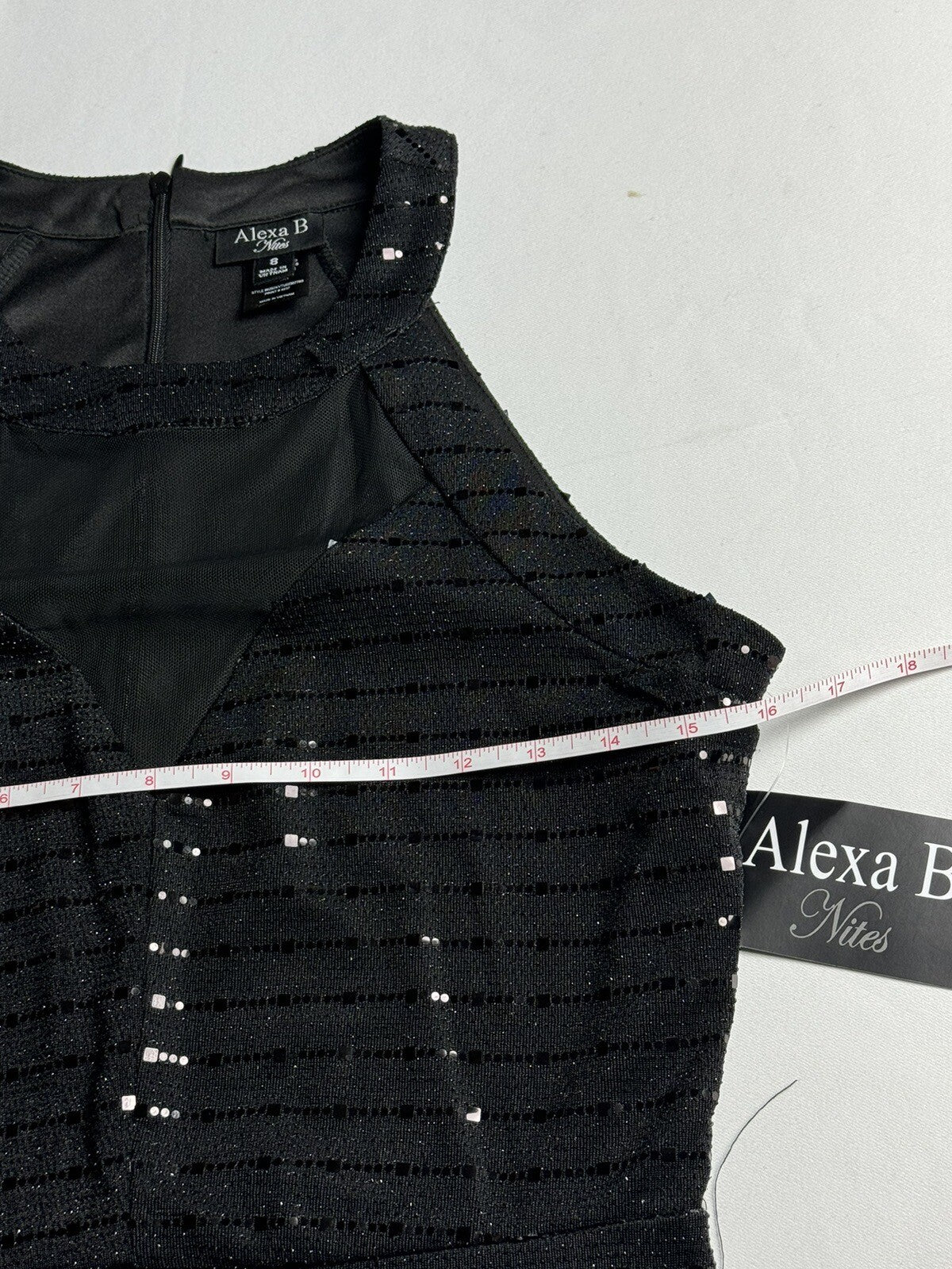 NWT Alexa B Nites Black Glittery Dress Size 8 Back Zipper (69)