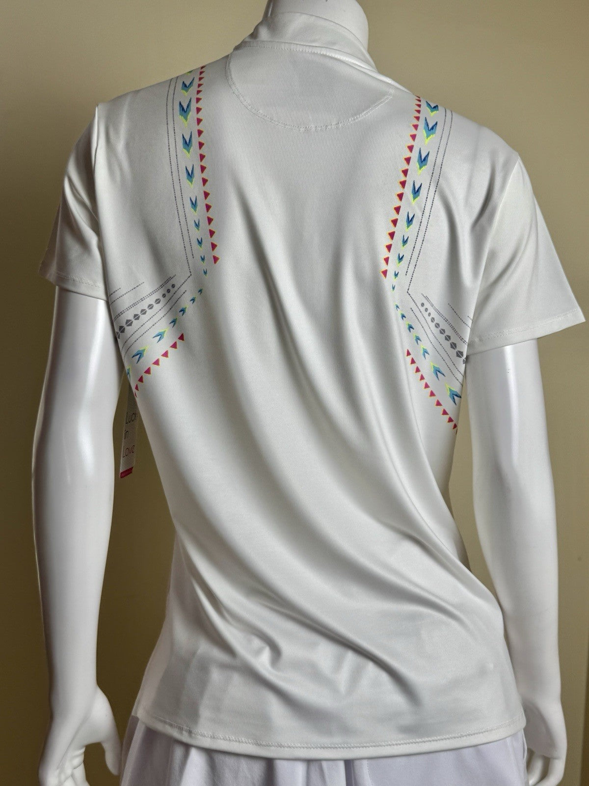 Lucky In Love Tech Performance Women’s Golf Shirt Sz L.      (B.187)