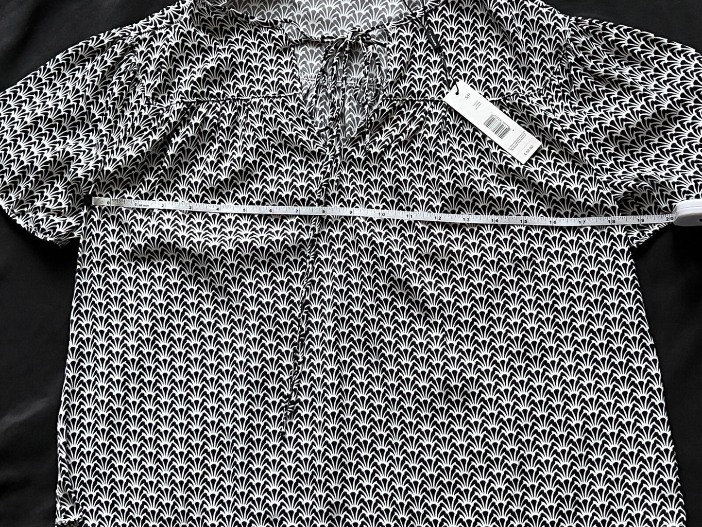 TAHARI Women's Blouse Black,White Top Sz S