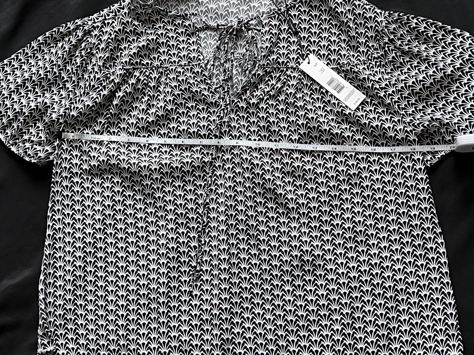 TAHARI Women's Blouse Black,White Top Sz S