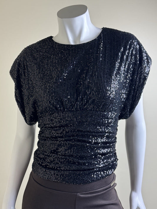 $88 Nicole Miller Women’s Sequined Blouse Top Sz M  (B.141)