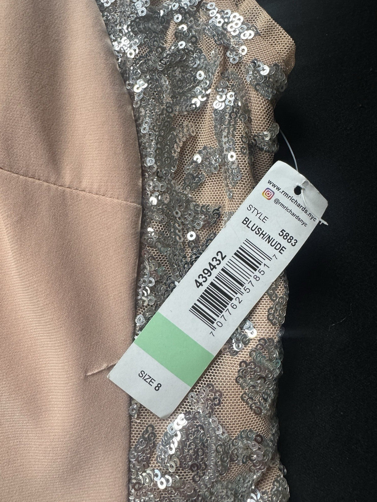 R&M Richard Knee-Length Sheath Dress w/Sheer Inserts Sequins Sz 8.       (B.158)