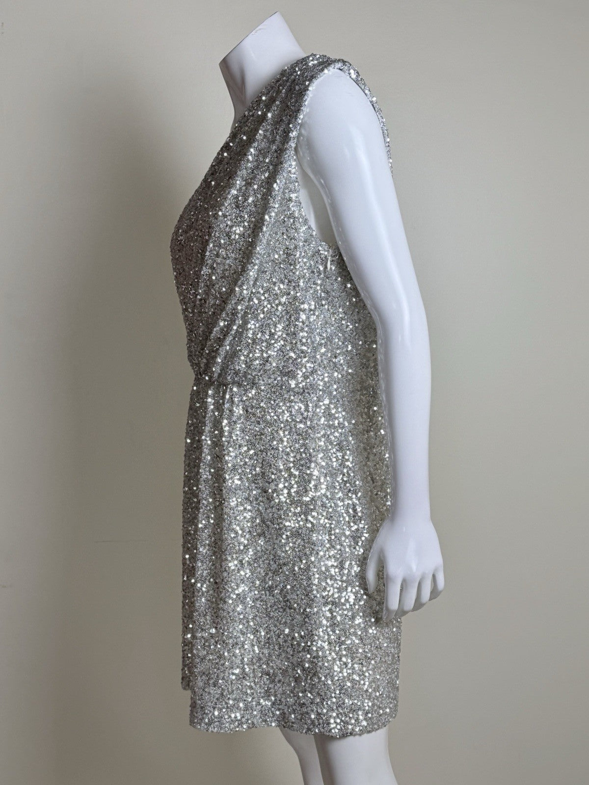 Layered With Love One Sleeve Sequined Dress Sz L.    (B.194)