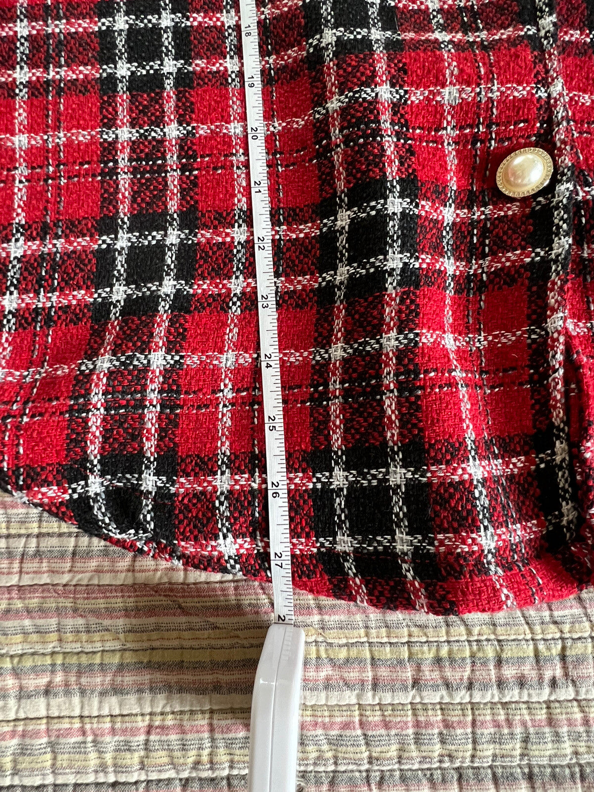 MadRag Women’s Plaid Shirt Coat Sz M Pearls Button