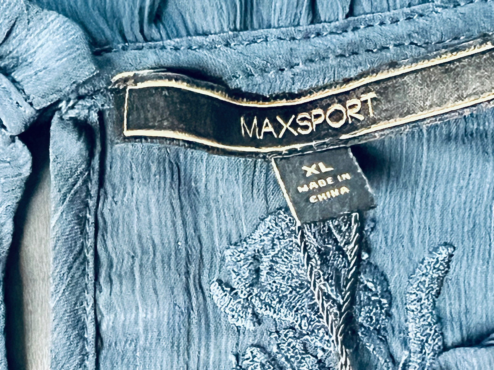 $228 Max Sport Women’s Navy Ruffle Blouse Top Sz XL  (B.16)