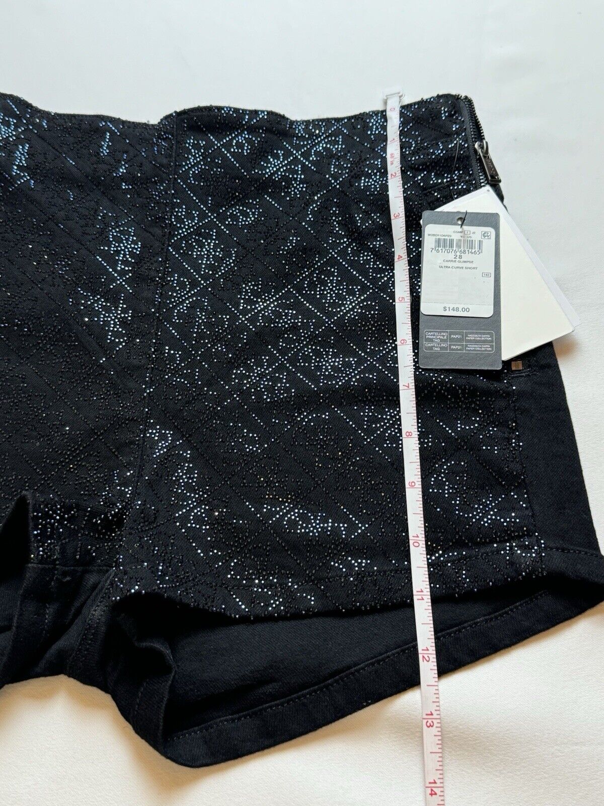 $148 Guess Women's Blue Rhinestone Black Shorts Sz 28. (66)