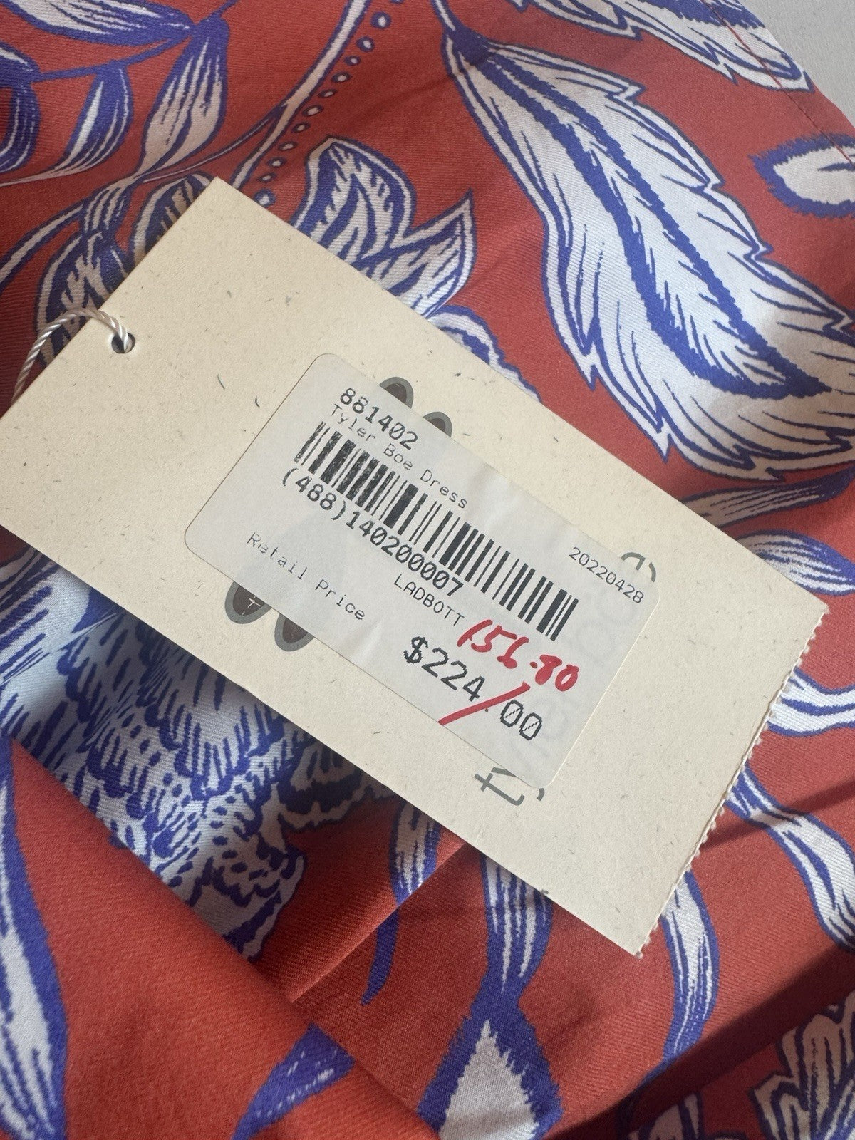Tyler Boe Women’s Red Floral Dress w/Pockets Size M.     (B.164)