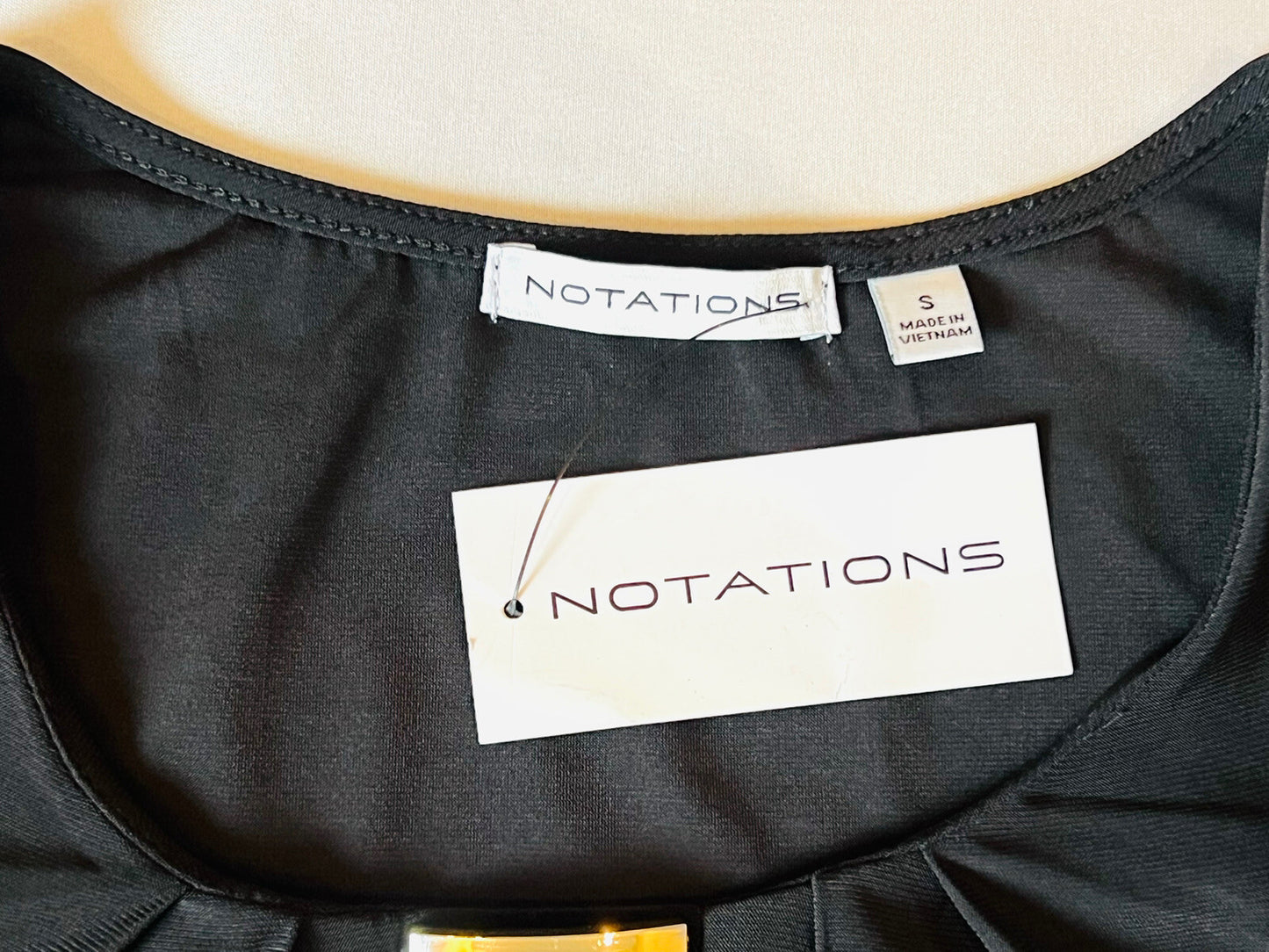 Notations Women's short sleeve top Blouse Shirt Sz S Black (16)