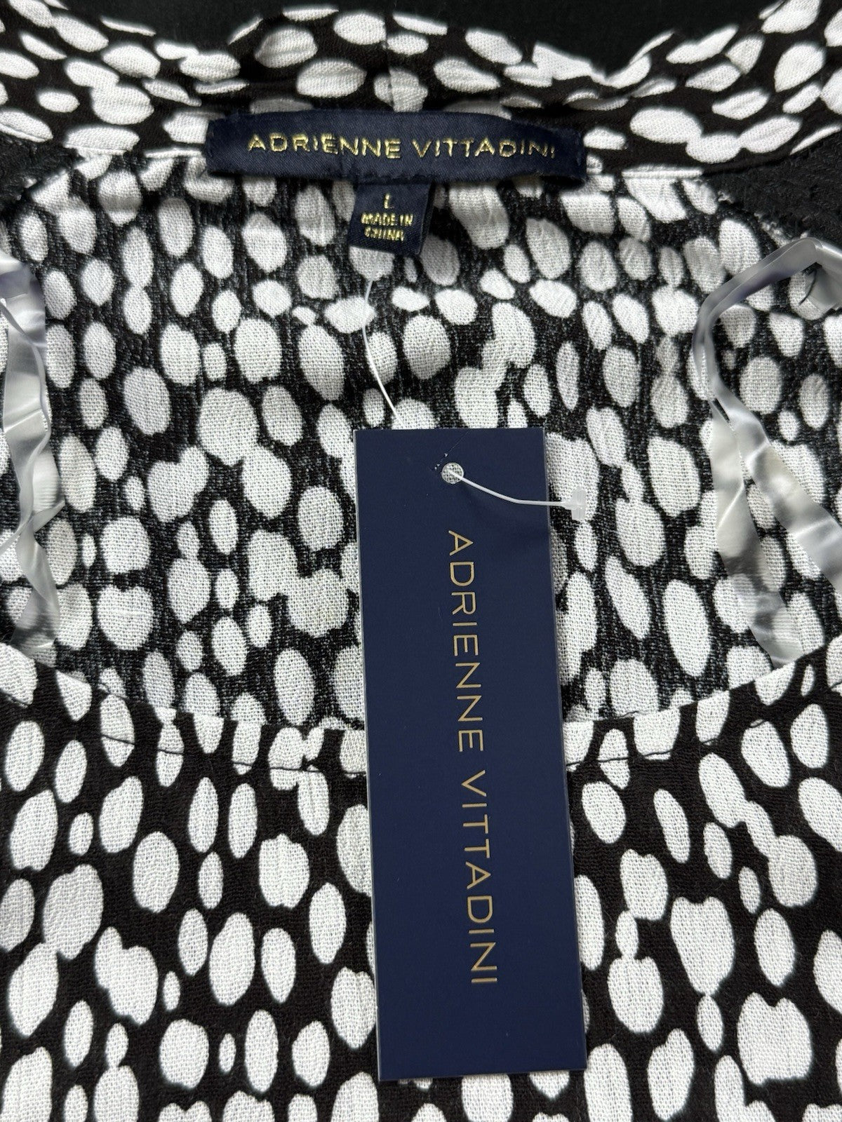 Adrienne Vittadini Women's Black White Long Sleeves Blouse Size XL.  (B.187)