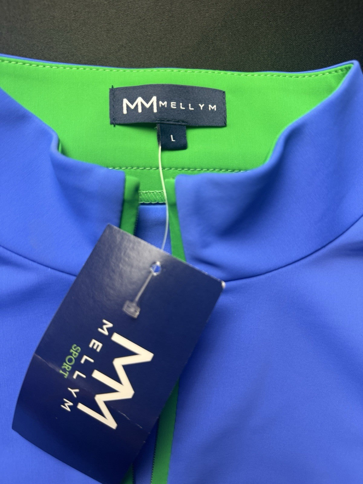 Melly M Blue White Delray 1/4 Zip Sleeveless Golf Tennis Top Size L.  (B.159/1)