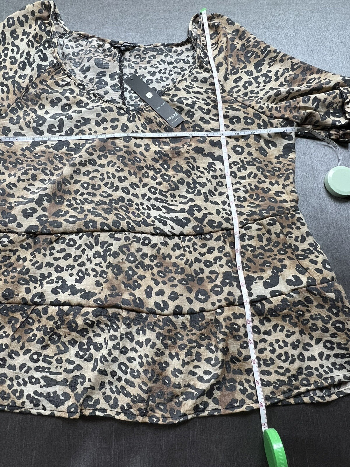 Unique Spectrum Women’s Top Leopard Black Brown Blouse Sz L