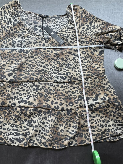 Unique Spectrum Women’s Top Leopard Black Brown Blouse Sz L