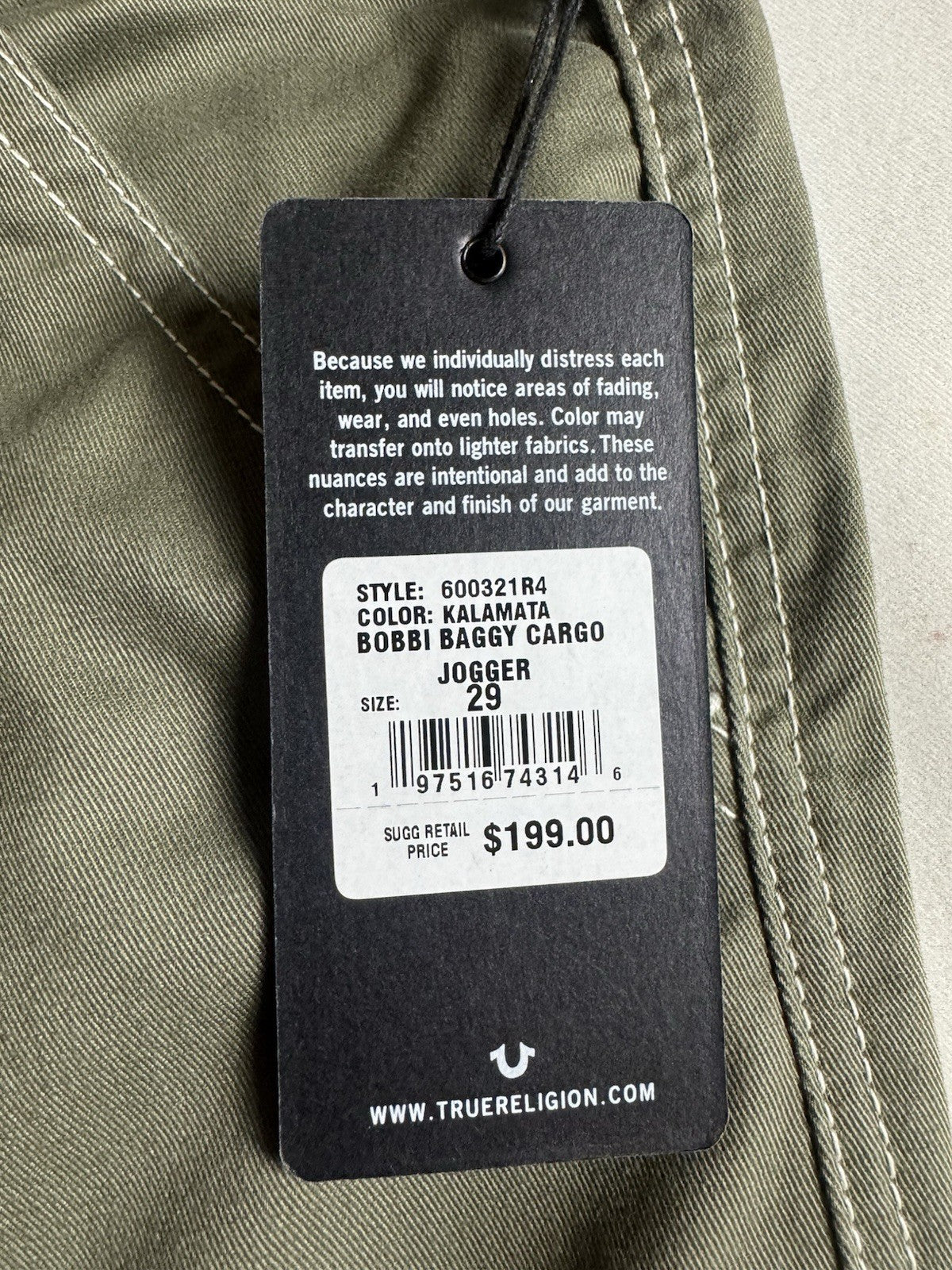 $199 True Religion Women’s Bobbi Baggy Cargo Jeans Jogger Sz 29       (B.156)