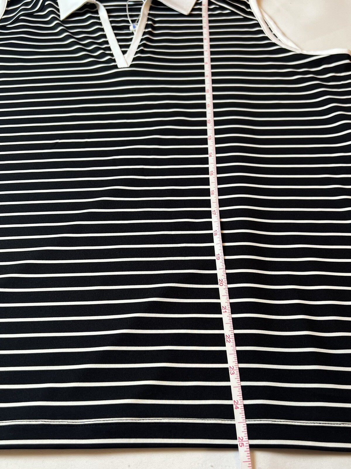 Sport Haley Women's Golf Shirt Black White Stripes Top Sz L (B.48)