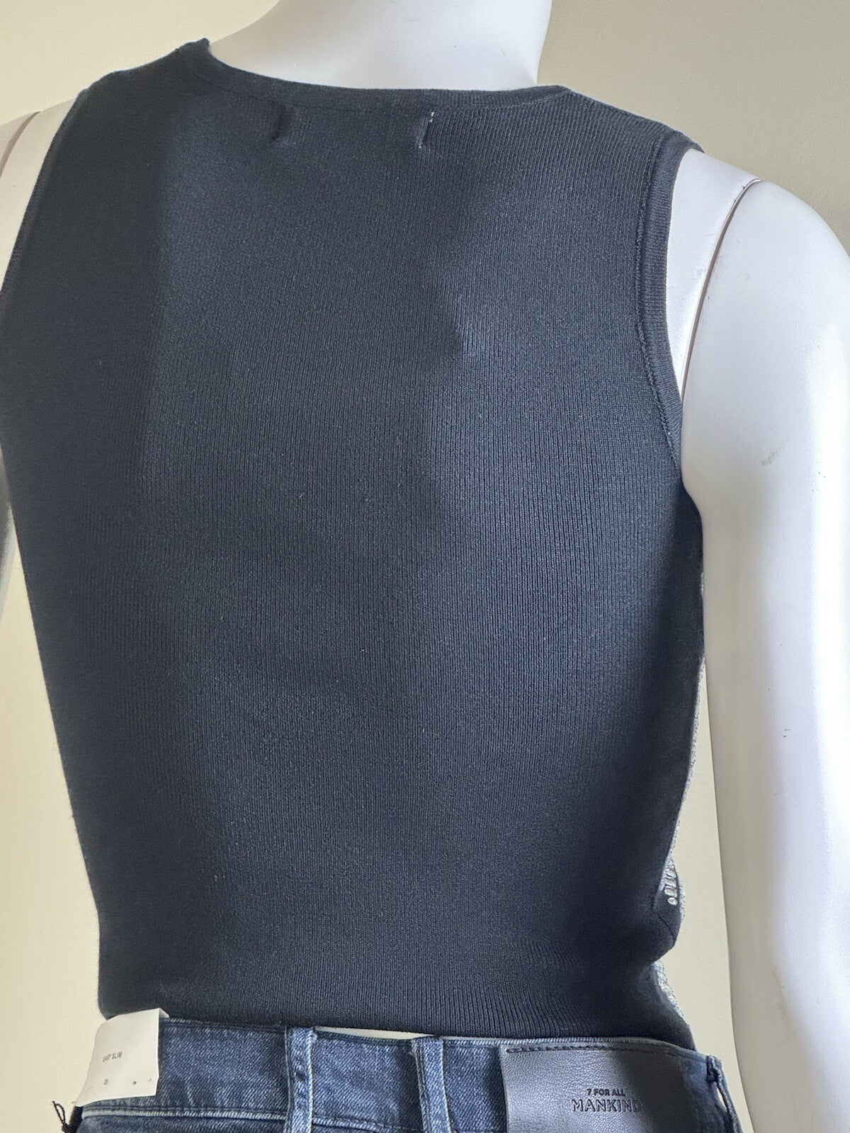 L/C Lizete Collection Black Rhinestones Women’s Top Sz L. (B.93)