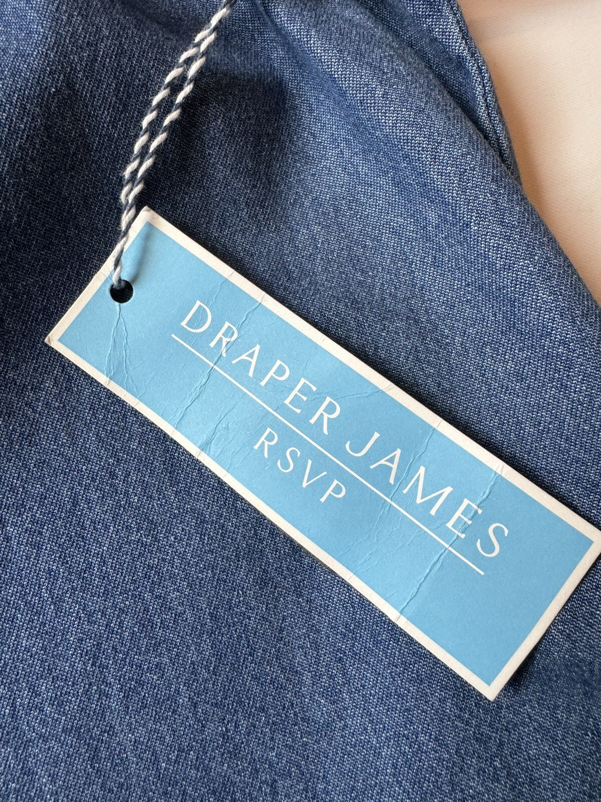 Draper James Rsvp Dress Denim Long Sleeve Button Ruffle Pockets Sz S  (56)