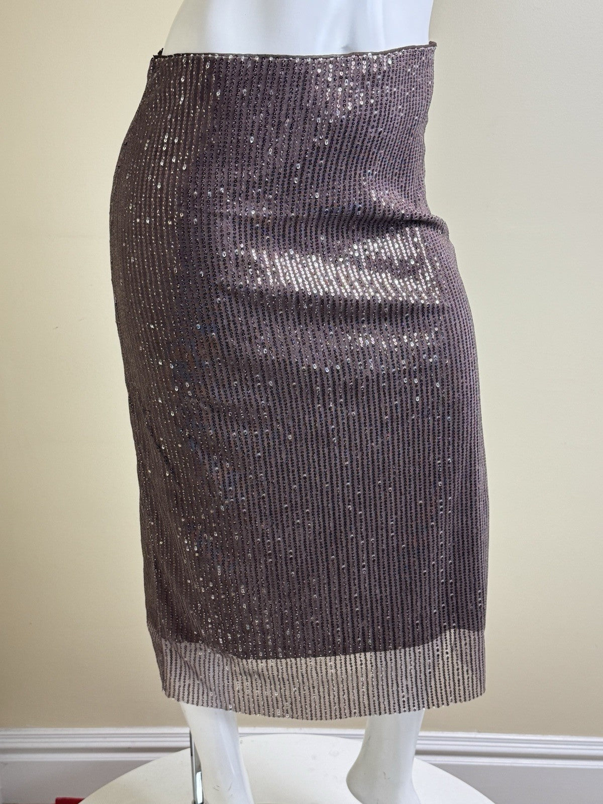$268 Walter Baker Crista Skirt Sequin Mink Brown Size 4   (B.134)