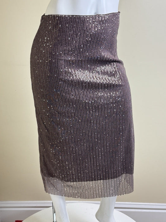 $268 Walter Baker Crista Skirt Sequin Mink Brown Size 4   (B.134)