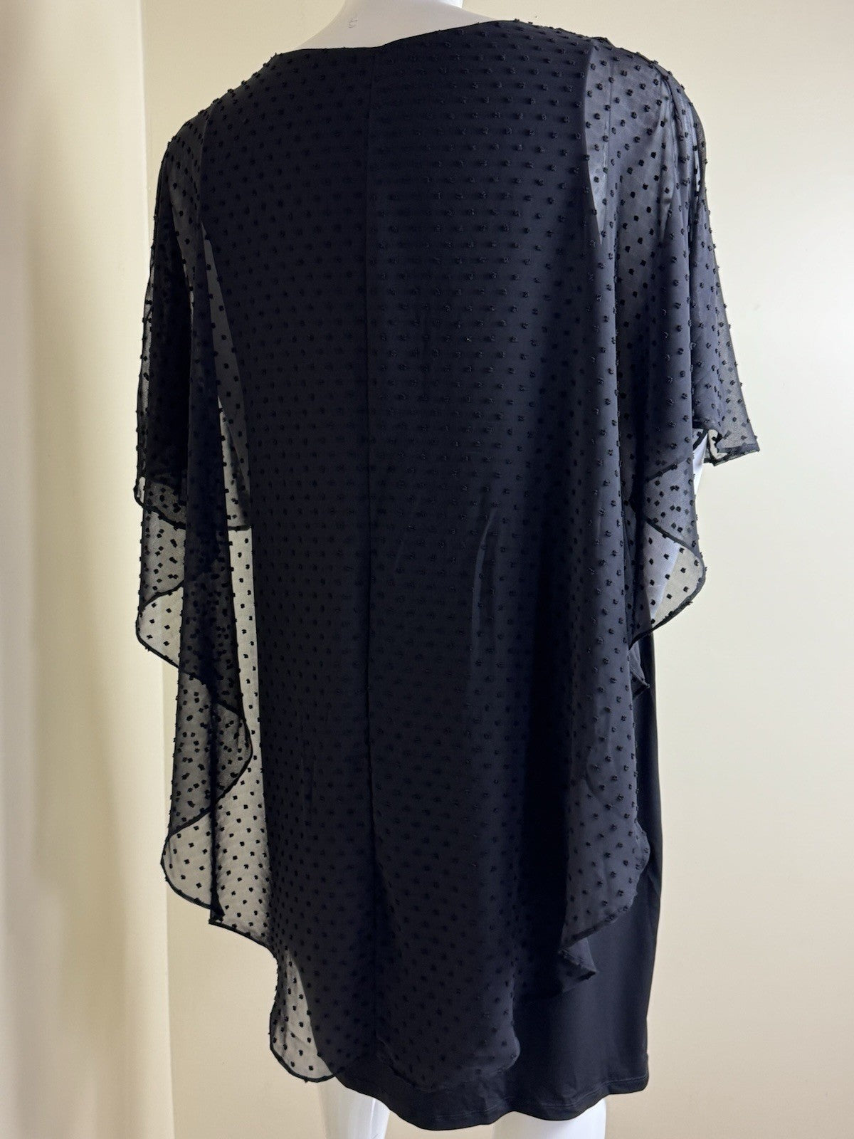 Glamour Nights Women’s Layered Flare Black Dress Sz 18W.  (B.181)