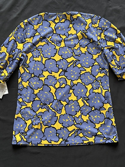 Kasper Women’s Blouse Sz S Blue Yellow Pattern Top