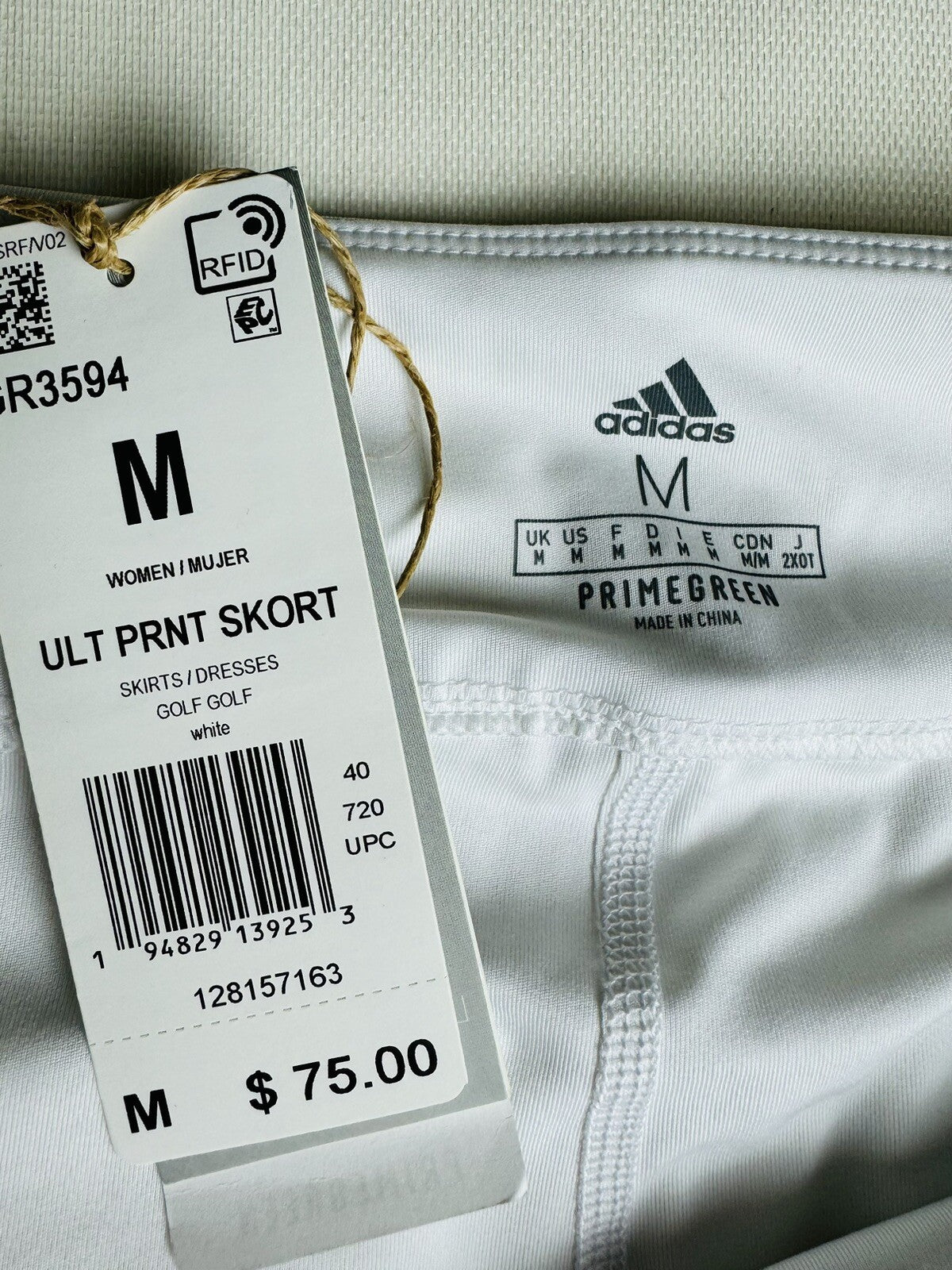 Adidas Women’s Golf Skirt Skort White w Green Sz M  (01)