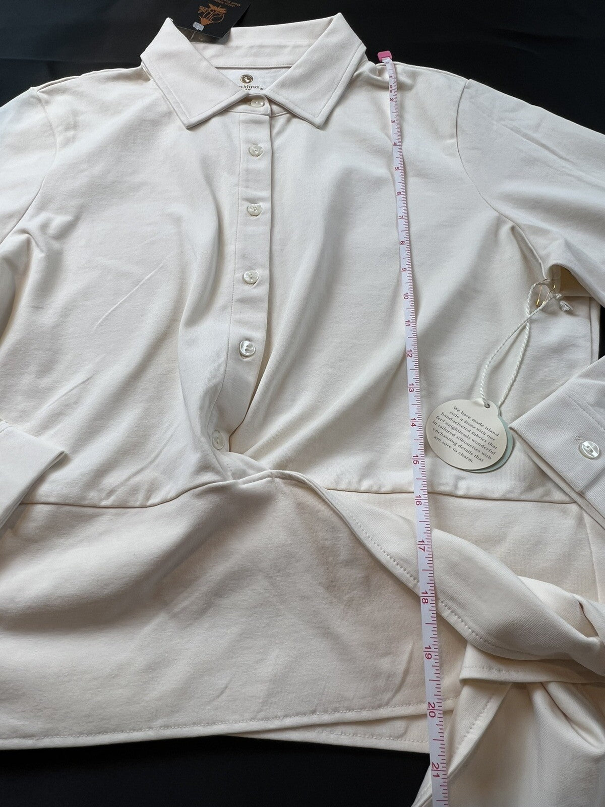 Spartina 449 Women’s Top Sz L Golf Long Sleeve Blouse Ivory