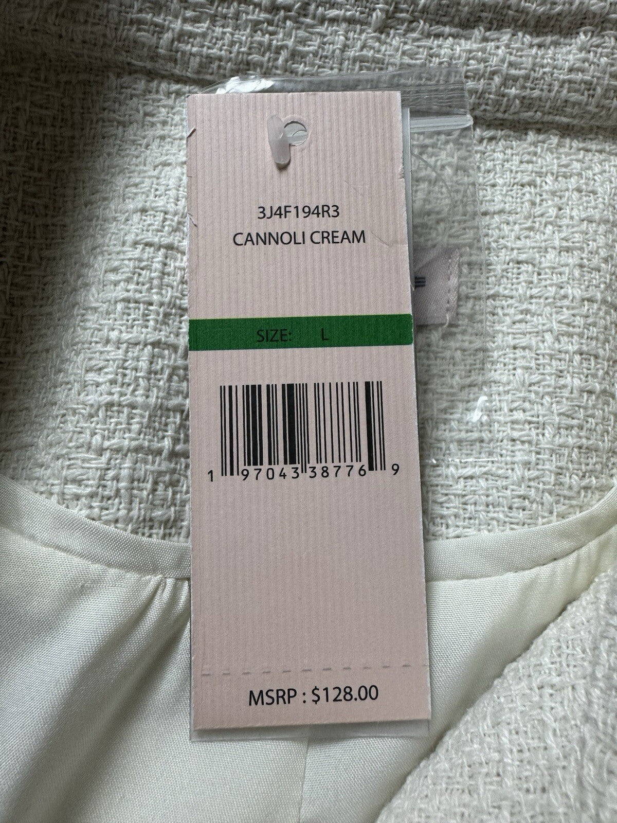 $128 NANETTE LEPORE Women’s Cream Tweed Jacket Sz L    (B.110)