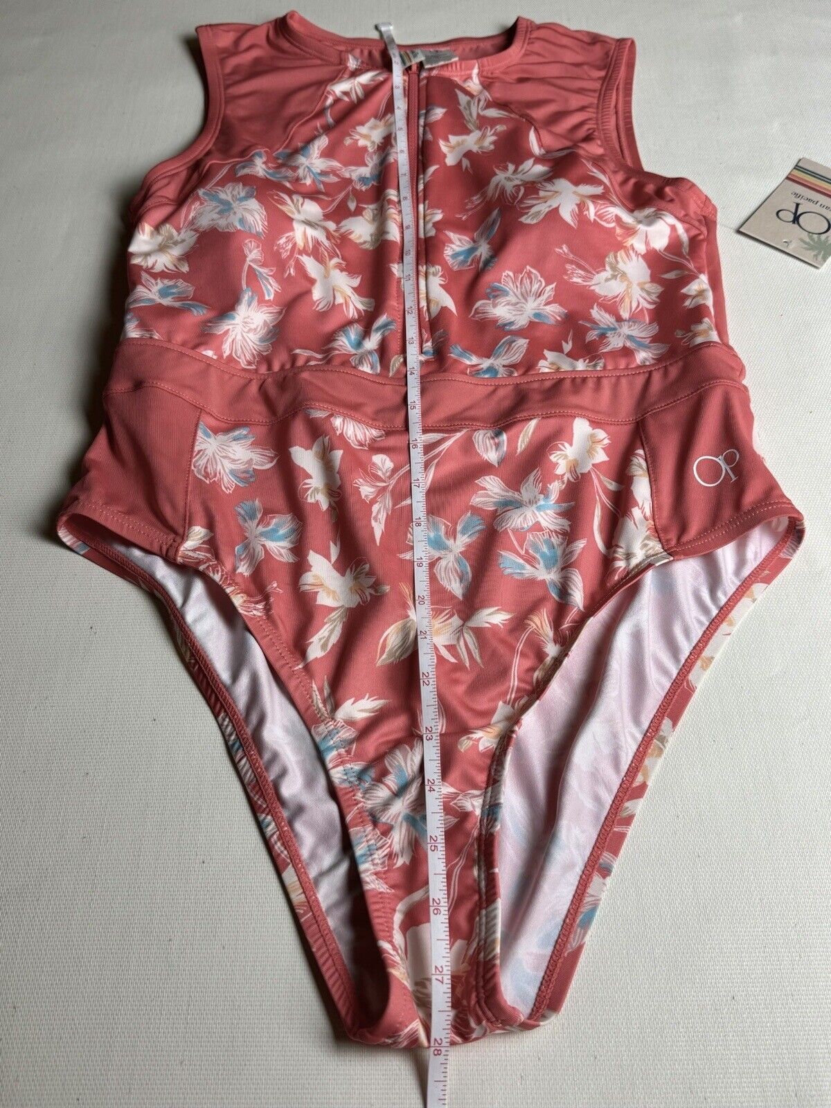 OP Ocean Pacific One Piece SwimSuit Size L Bathing Suit Tropical (53)