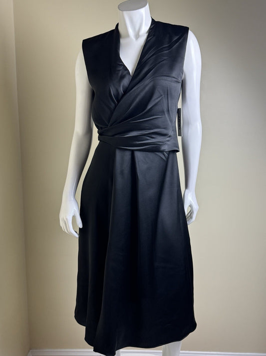 $134 DKNY Women’s Satin Black Dress Sz 4.  (B.140)