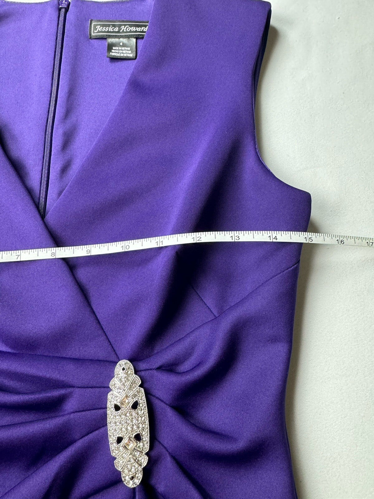 Jessica Howard Dress Faux Wrap Rhinestone Purple Sz 4.  (B.103)