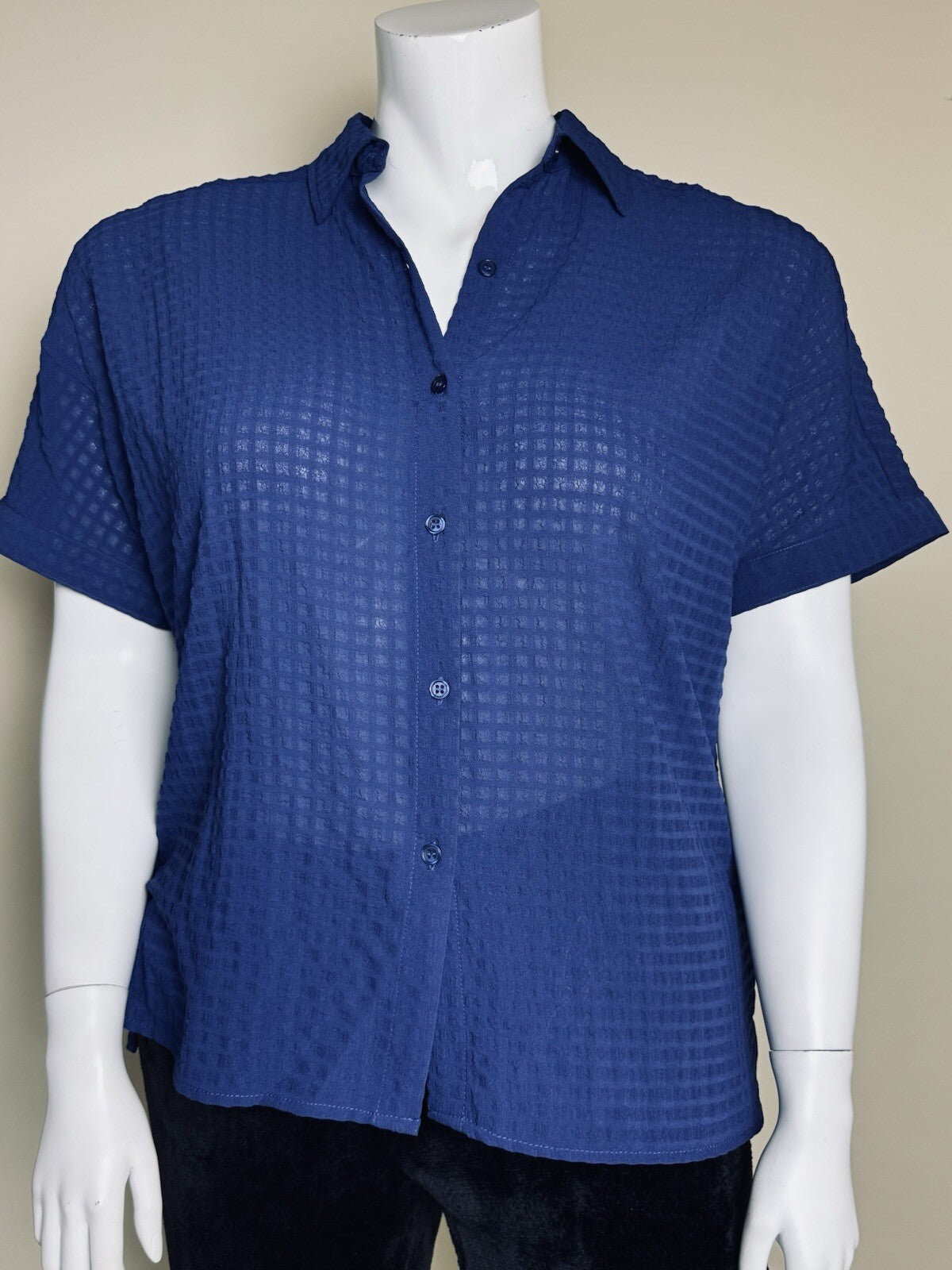 $98 Max Studio Women’s Blue Button Down Shirt Size L.  (B.133/1)