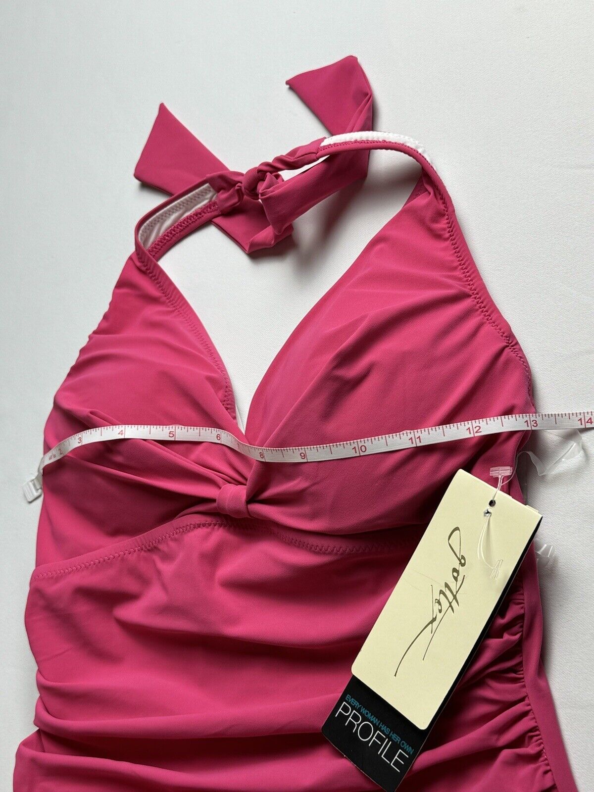 $168 Profile by Gottex Laser Cut Bandeau Swimdress Fuchsia One-Piece SZ 8. (73)