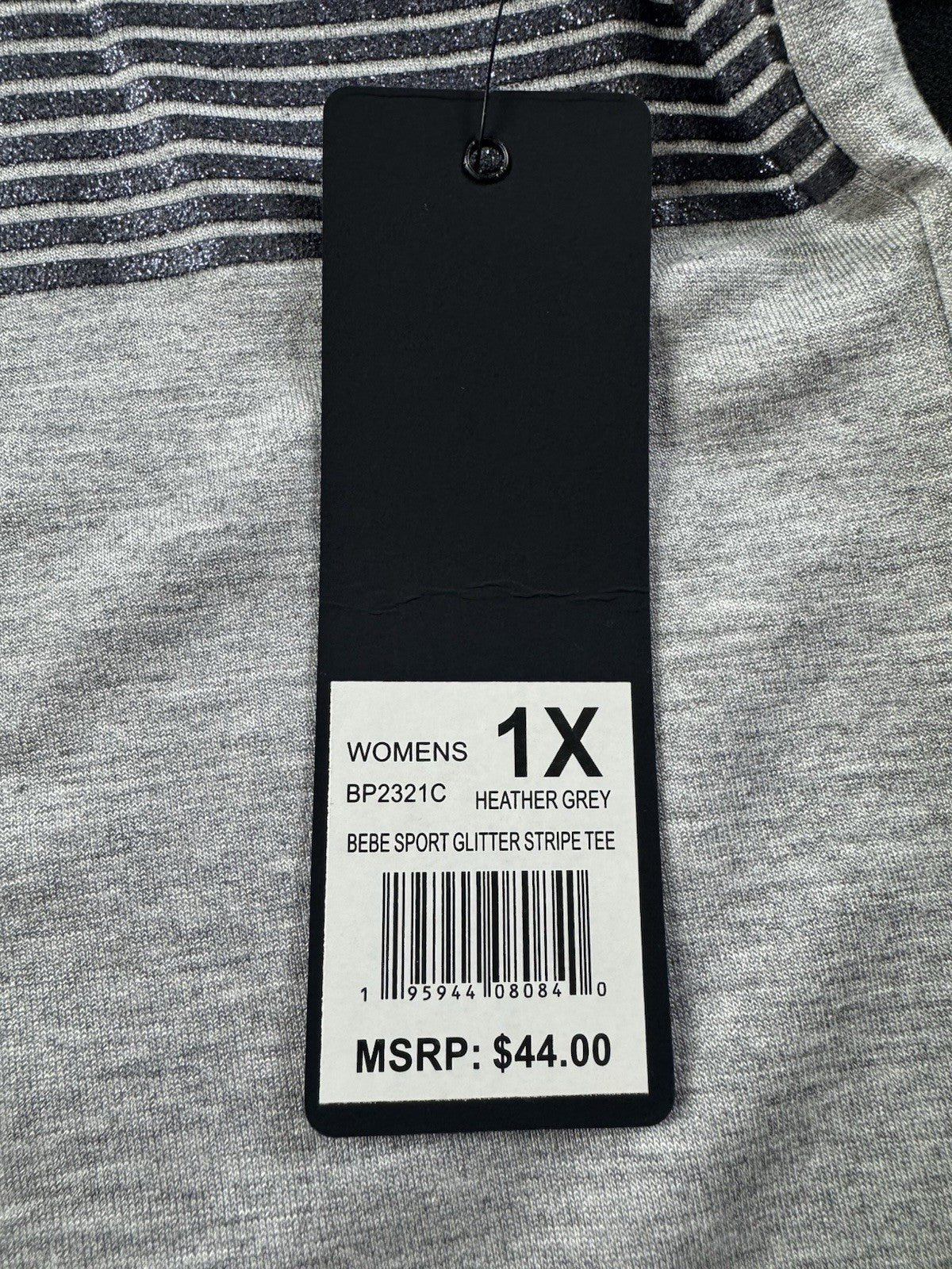 $44 bebe Women’s T-shirt Gray Bebe Logo Sz XL      (B.027)