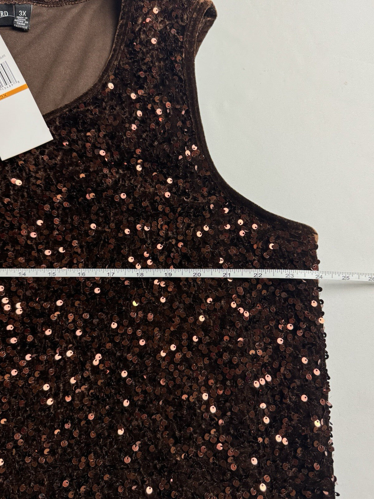 Nina Leonard Brown Sequined Sheath Dress Sz 3X.  (B.96)