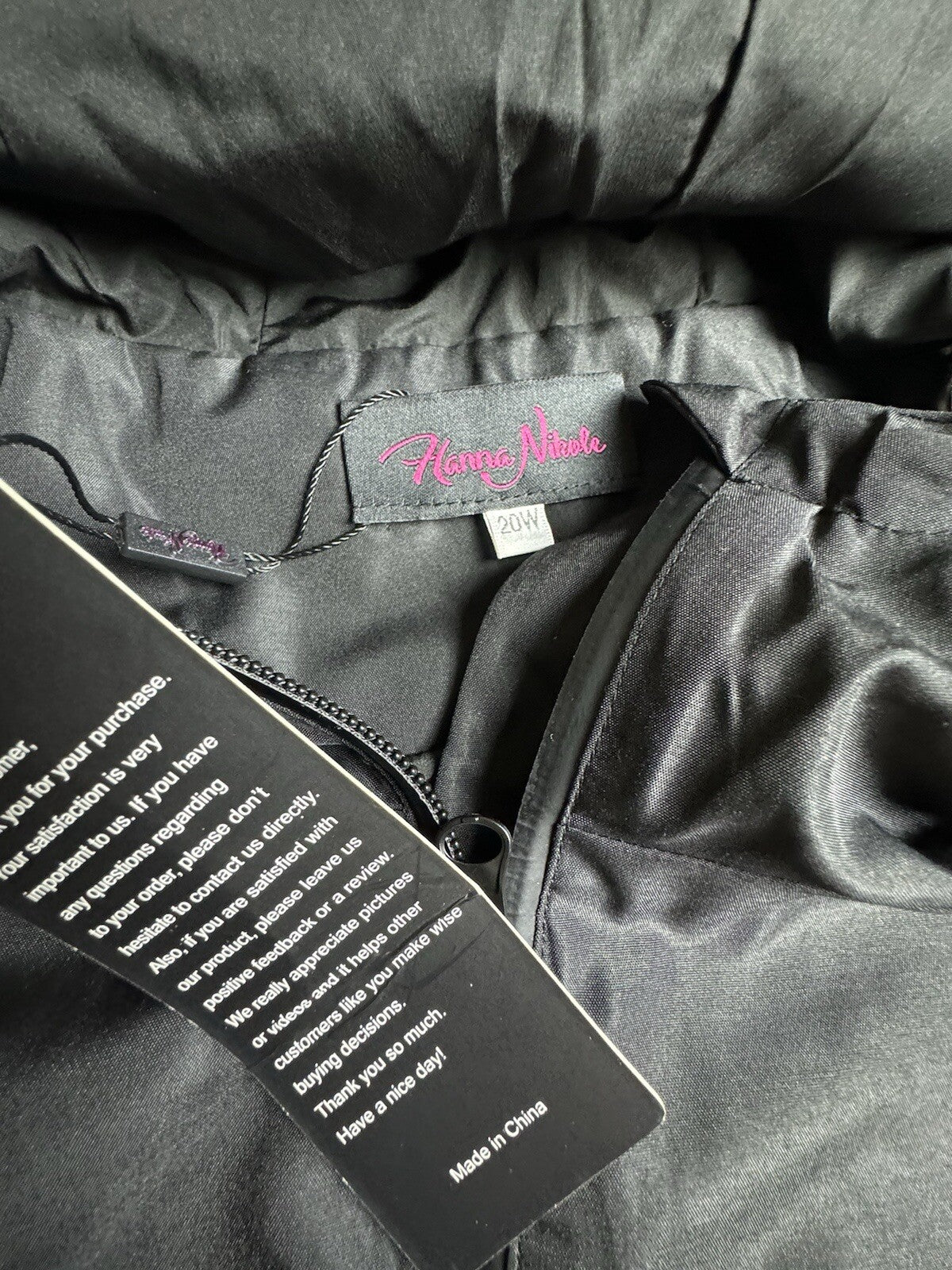 Hanna Nikole Women’s Black Long Sleeve Zip-Up Hooded Jacket Sz 20W  (B.119)