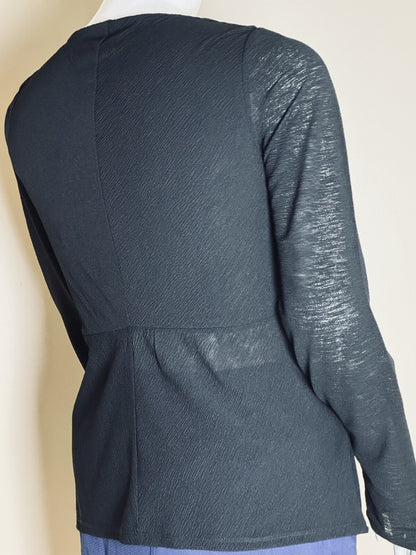 Donna Karan LONG SLEEVE Blouse Black Sz L.      (67)